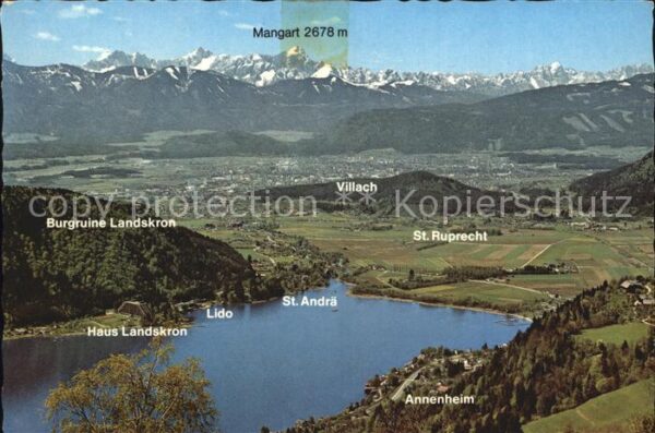 Ossiachersee mit Haus Landskron Burgruine Lido St An