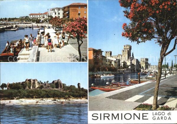 Sirmione Lago di Garda Strand Promenade Hafen mit Burg