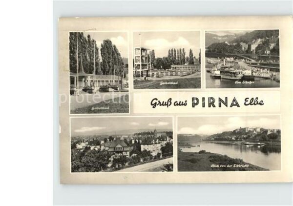 Pirna Geibeltbad Elbufer Dampfer Blick über d