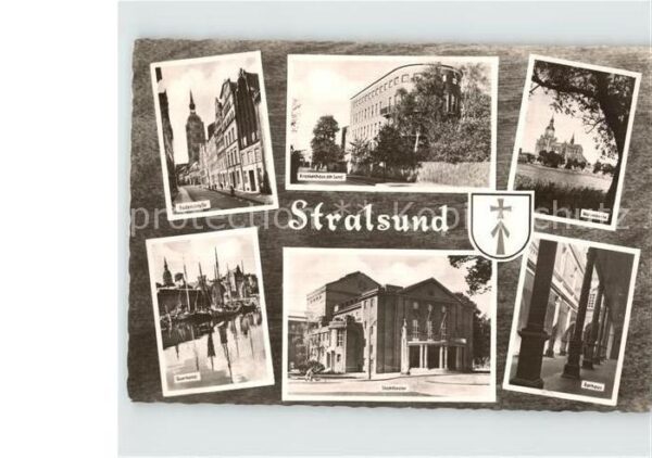 Stralsund Mecklenburg Vorpommern Rathaus Theater Kanal Badenstrasse Kran