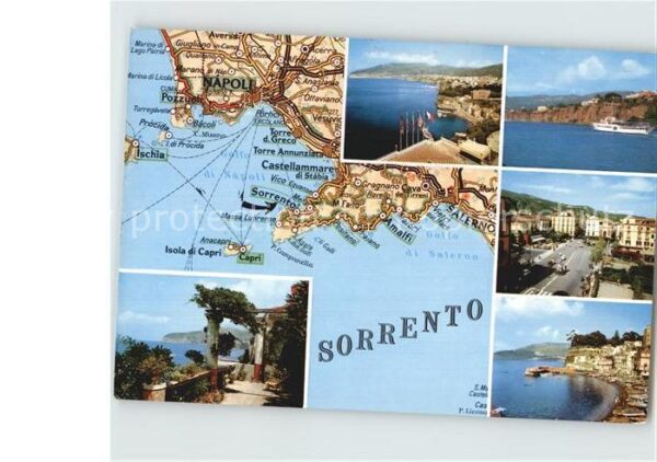 Sorrento Campania Panorama Küste Strassenkarte Carta Auto