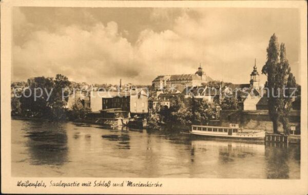 Weissenfels Saale Saalepartie mit Schloss Marienkirche Au