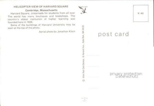 Cambridge Massachusetts Havard Square Air view – Bild 2