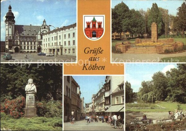 Koethen Anhalt Markt Rathaus Ehrenmal Bachdenkmal Boul