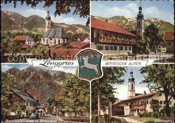 Lenggries Kirche Brauneck Dorfstr mit Seekar Bahn