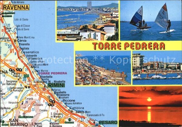 Torre Pedrera Hafen Strand Windsurfer Sonnenuntergang