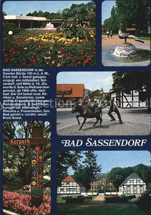 Bad Sassendorf Kurpark Brunnen Skulptur Fachwerkhäuser