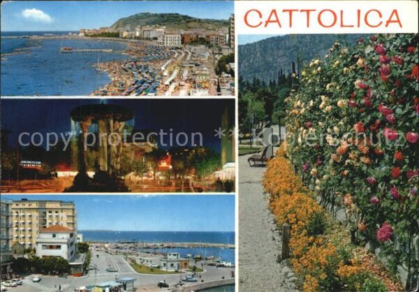 Cattolica Rimini Strand Hotel Nachtaufnahme Blumenhecke