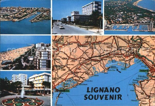 Lignano Fliegeraufnahme Strassenpartie Strand H