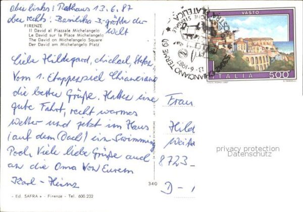 Firenze Florenz Rathaus Basilika Il David al Piazzale M – Bild 2