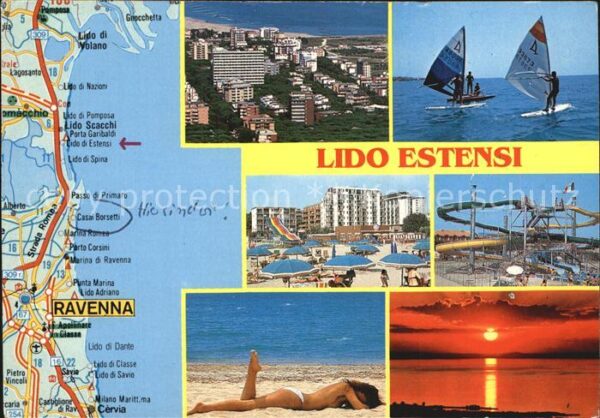 Lido degli Estensi Teilansicht Surfer Strand Erlebnispark
