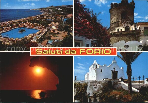 Forio d Ischia Burg Kirche Strand Schwimmbad Sonnenunt