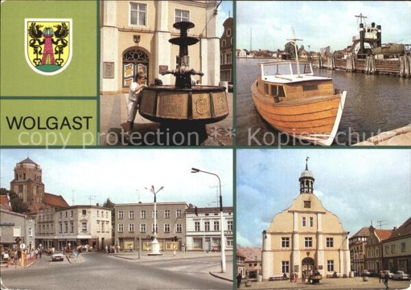 Wolgast Mecklenburg-Vorpommern Rathausbrunnen Platz der Jugend Rathaus