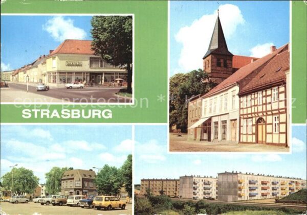 Strasburg Marktplatz  Marienkirche Friedensstraße