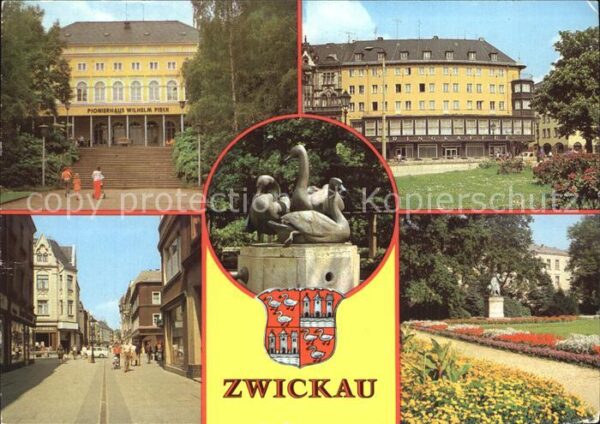 Zwickau Sachsen Ringcafe Schwanenbrunnen Robert Schuman