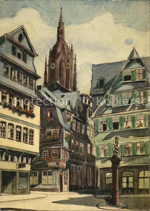 Frankfurt Main Saalgasse Dom Künstlerkarte W. Eberhard