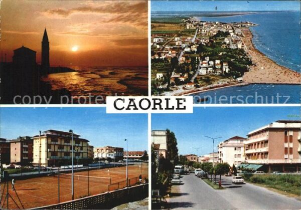 Caorle Venezia Strand Ortsansicht Tennisplatz Abendsti