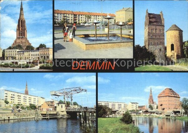 Demmin Mecklenburg Vorpommern Markt Bartholomäuskirche Springbrunnen
