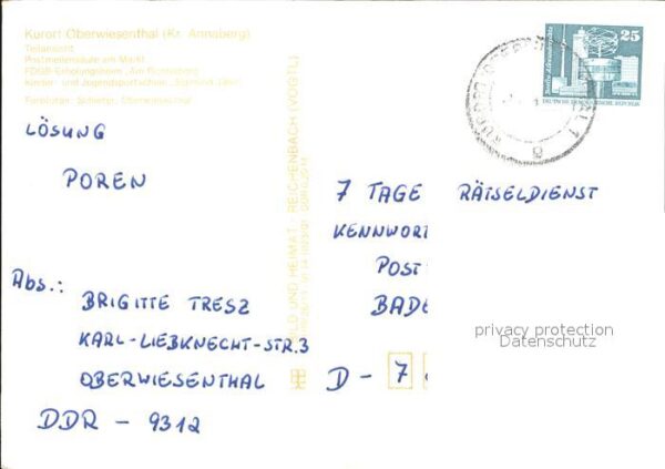 Oberwiesenthal Erzgebirge Postmeilensäule Markt FDGB Erholungshei – Bild 2