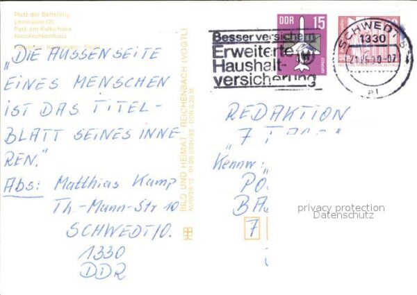 Schwedt Oder Platz der Befreiung Leninallee Park am – Bild 2