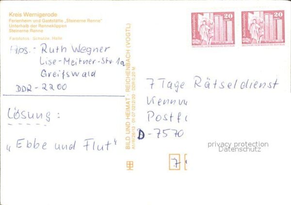 Wernigerode Harz Steinerne Renne Ferienheim Gaststätte R – Bild 2