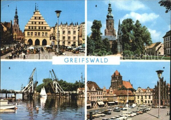 Greifswald Mecklenburg Vorpommern Rathaus Nikolaidom Wiecker Brücke Platz