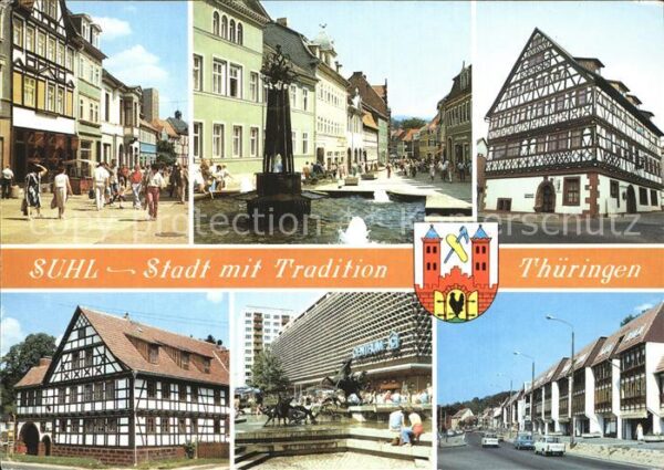 Suhl Thueringer Wald Steinweg Springbrunnen Rathaus Dianabru