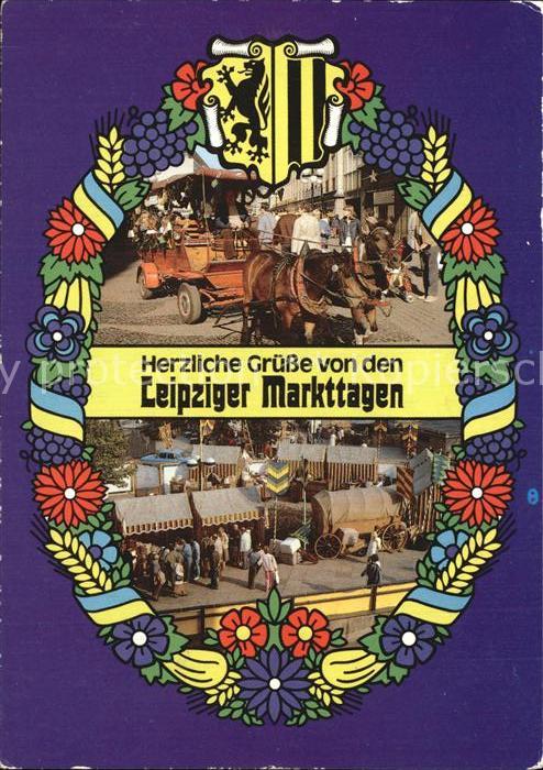 Leipzig Markttage Grußkarte Pferdekutsche Markt