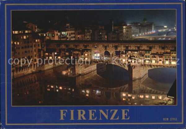 Firenze Florenz Die Alte Brücke bei Nacht