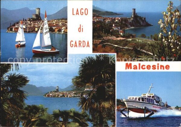Malcesine Lago di Garda Tragflächenboot Burg Panorama