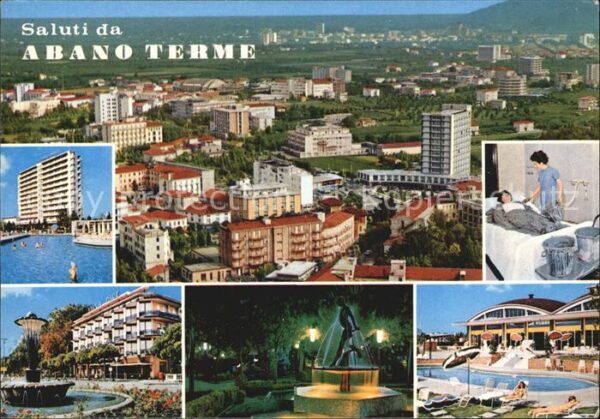 Abano Terme Gesamtansicht Hotels Brunnen