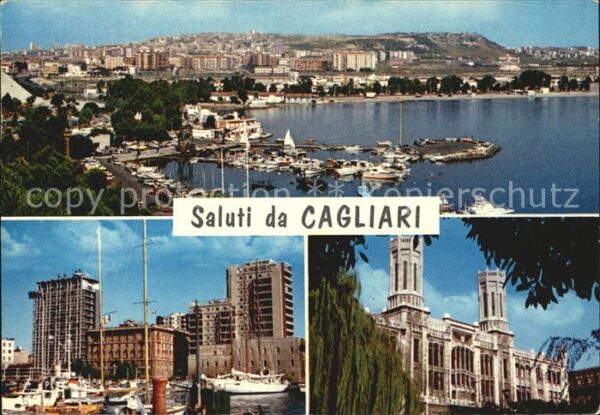 Cagliari Gesamtansicht Hafen Schloss