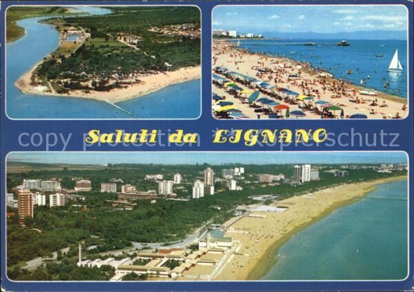 Lignano Strand Fliegeraufnahme Camping Pino Mar