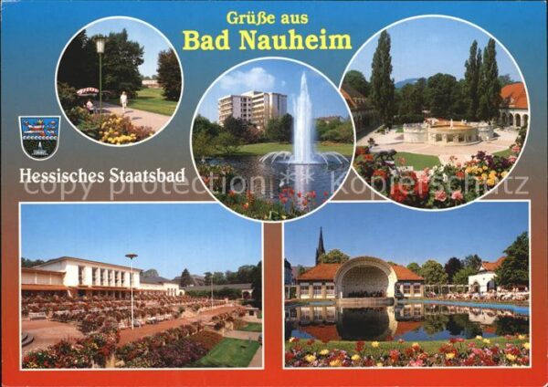 Bad Nauheim Kurpark Sprudelhof Brunnen mit Fontäne