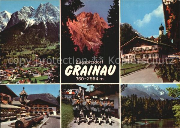 Grainau Alpen Dorfbrunnen Blaskapelle See Kirch