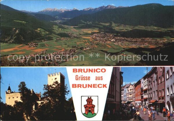 Bruneck Gesamtansicht Burg Fussgängerzone