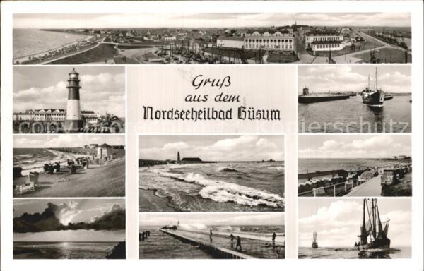Buesum Nordseebad Leuchtturm Hafen Abendstimmung Segeljol