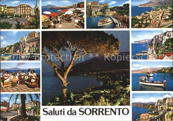 Sorrento Campania Folklore Strand Bootshafen Ortsansichte