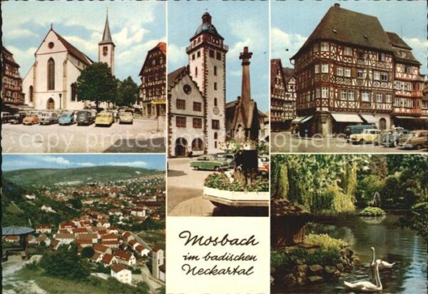 Mosbach Baden Neckartal Kirche Rathaus Fachwerkhaus P