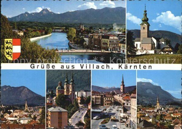 Villach Kaernten Draubrücke Mittagskogel Kreuzkirche