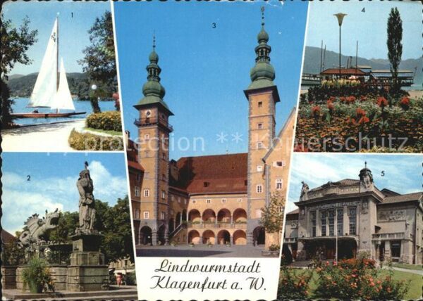 Klagenfurt Woerthersee See Lindwurmbrunnen Landhaus Stadttheat