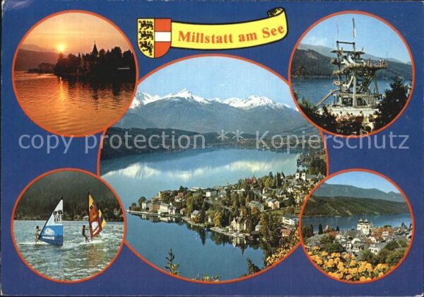 Millstatt Millstaettersee Sprungturm Abendstimmung Surfer Flieger