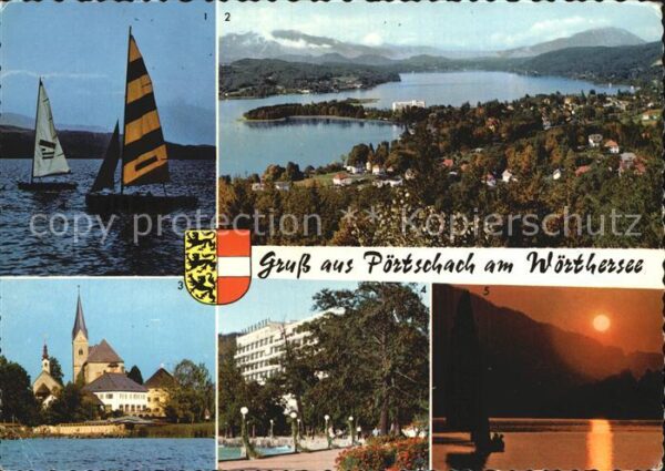 Poertschach Woerthersee Segelboote Blick gegen Westen Maria Wör