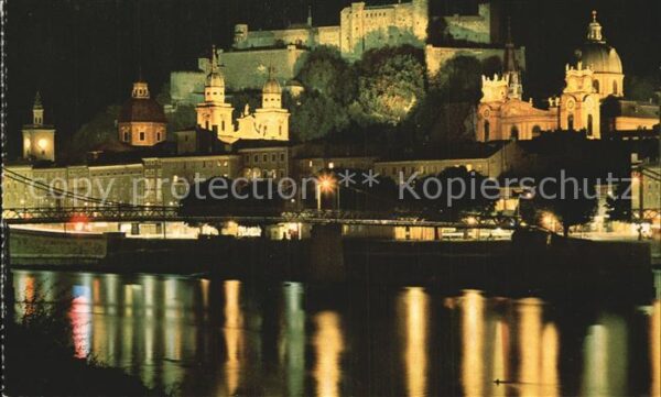 Salzburg Oesterreich Festung Nachtaufnahme