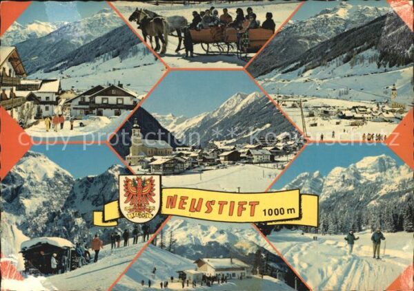 Neustift Stubaital Tirol Teilansicht Skipisten Pferdeschlitten