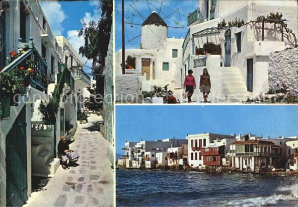 Mykonos Kykladeninsel Aegaeis Kleine Gässchen Ufer