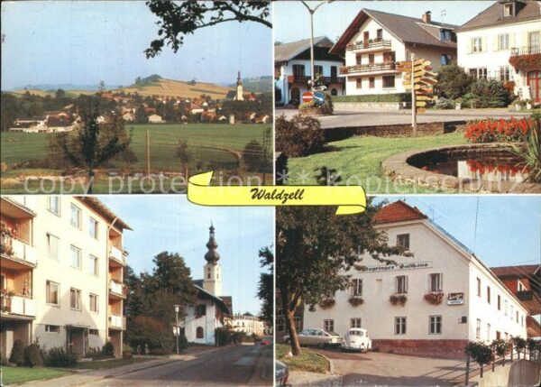 Waldzell Oberoesterreich Teilansicht Kirche Brunnen