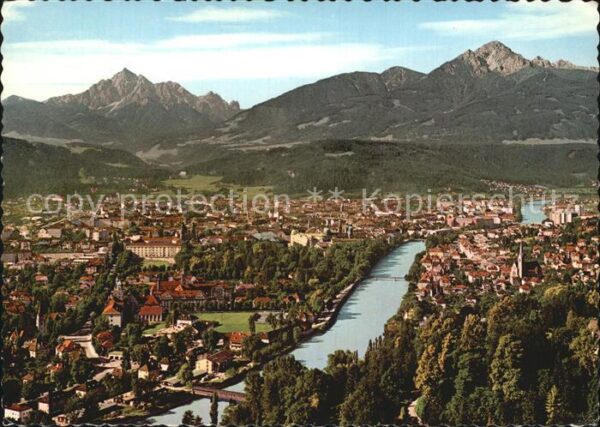Innsbruck Panorama Blick gegen Serles und Nockspi