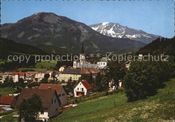 Mariazell Steiermark Ortsansicht mit Kirche gegen Gemeindeal