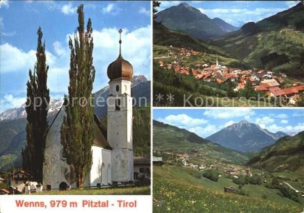 Wenns Pitztal Tirol Kirche Gesamtansicht mit Alpenpanorama